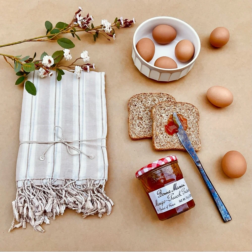 Anthro ❉ Chan Luu Stripe Cotton Dish Towels in Rose Set of 4 - Picture 4 of 10